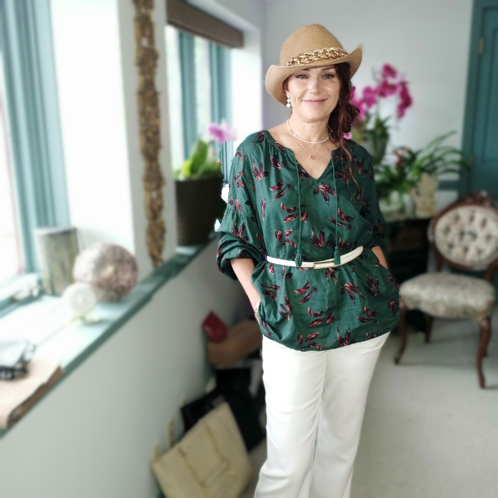 Green VISCOSE boho blouse - Picture 11 of 13